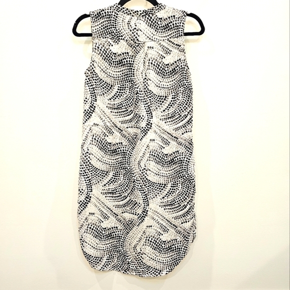 H&M White Black Gray Patterned Sleeveless Shirt Dress Size 2 - Picture 4 of 16